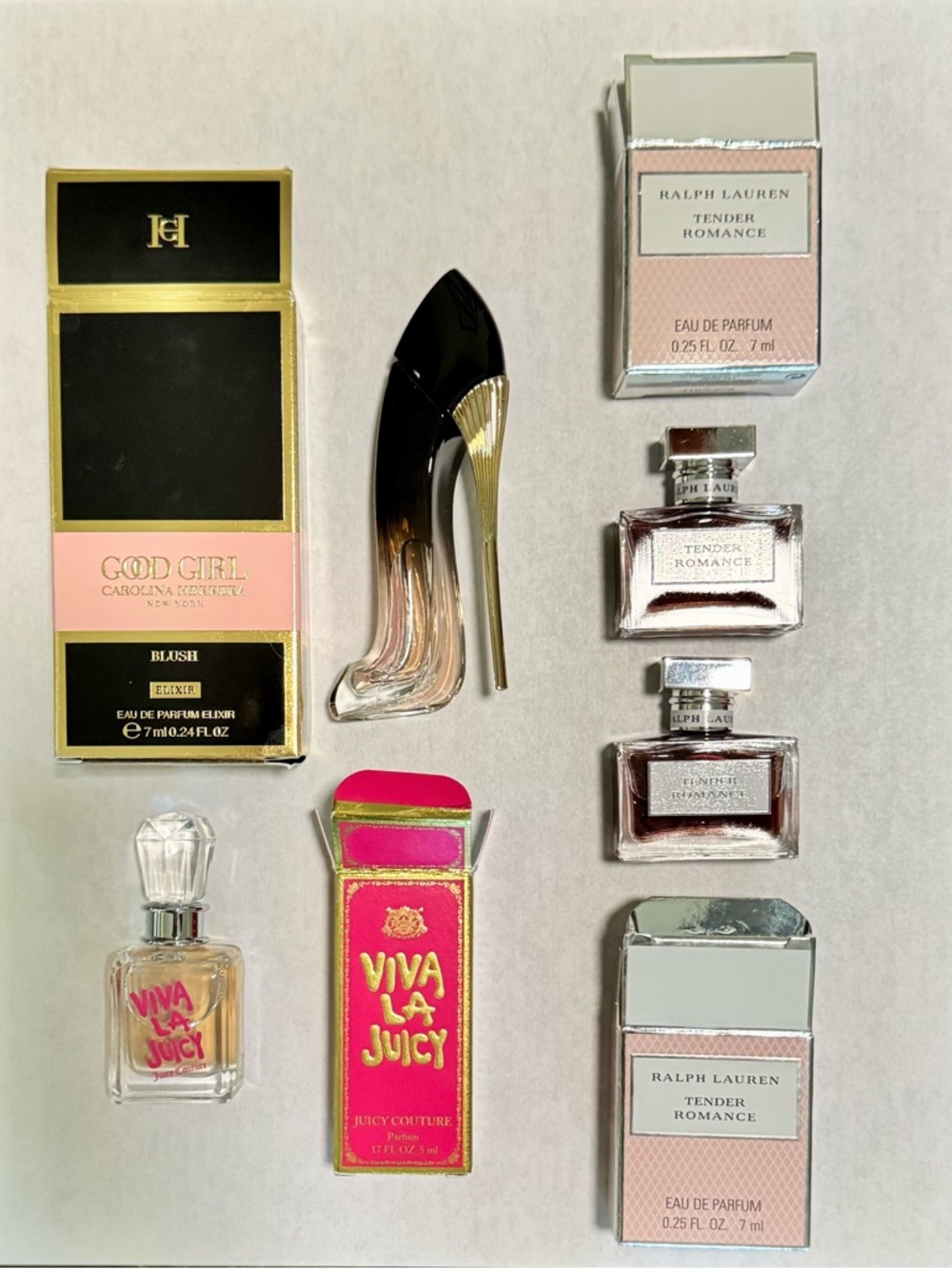 Bundle 4 mini designer perfumes: Carolina Herrera, Ralph Lauren, Juicy Couture